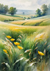Barley Fields with Feathery Tops Rustling in the Wind Landscape Print