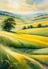Barley Fields with Feathery Tops Rustling in the Wind Landscape Print