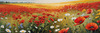 Bright Red Poppy Field with White Daisies Against Blue Sky Art Print