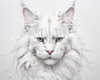 Abstract Sketch of White Maine Coon Cat with Striking Eyes