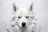 Abstract Art of White Siberian Husky with Icy Eyes