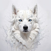 Abstract Art of White Siberian Husky with Icy Eyes