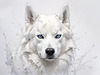 Abstract Art of White Siberian Husky with Icy Eyes