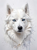 Abstract Art of White Siberian Husky with Icy Eyes