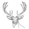 Minimalist Line Art Emphasizing White-Tailed Deer Antler Curve
