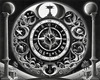 Surreal Black and White Zodiac Sundial Fine Art with Roman Numerals and Vines