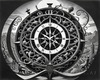 Surreal Black and White Zodiac Sundial Fine Art with Roman Numerals and Vines