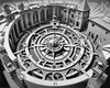 Surreal Black and White Zodiac Sundial Fine Art with Roman Numerals and Vines
